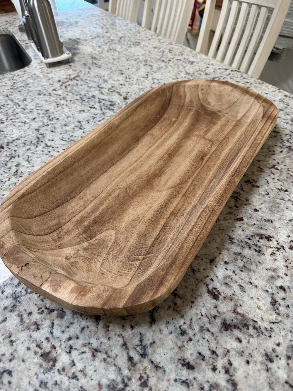 Hand-Carved Wood Vanity Tray in Natural Brown - Picture 2 of 7